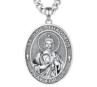INFUSEU Regali religiosi unici per uomini e donne, collane con ciondolo di San Michele, San Cristoforo/San Benedetto/Vergine Maria, 26mm, Metallo, S925