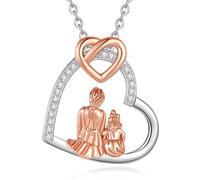 INFUSEU Regalo Festa della Mamma, Argento 925 Oro Rosa Ciondolo Matrigna Gioielli per Madre Figlio Collana per Famiglia Regalo per Donna
