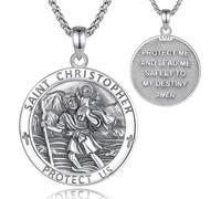 INFUSEU St. Christophe/st. Michel/st. Benoît/saint Jude//médaille De La Vierge Marie Croix Jésus 7 Sceaux D'archange Pendentif En Argent Sterling 925 pour Hommes Amulettes Religieuses Saintes