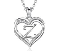 INFUSEU Z Collana, Ciondolo Lettera A-Z Alfabeto Capitale Gioielli Doppio Cuore Iniziali Collane Cubic Zirconia Romantici Regali per Donne, Catena da 20 Pollici