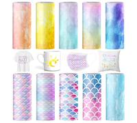 Infusible Transfer Ink Sheets per Cricut Joy 10 colori Tie Dye Infusible Ink, 11,5 x 30,5 cm, carta sublimazione, foglio di inchiostro per pressa a calore per magliette fai da te, tazza, tela Tote