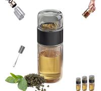 Infusifie Tea Infuser, Infusible Tea Maker, Infusifie Tea Infuser Cup, 15.2 Oz Double-Layered Glass Tea Infuser Bottle, Light Portable Travel Tea Maker with Tea Filter (Elegant Black * 1PCS, 420ML)