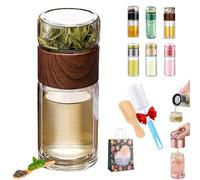 Infusifie Tea Infuser, Infusore Per Tè In Vetro A Doppia Parete, Infusore Per Tè Intelligente 3 In 1, Tazza Da Tè Portatile Per La Separazione Dell'acqua Del Tè Per Tè Sfuso (Wood, 280ml (9.5oz))