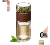 Infusifie Tea Infuser, Portable Tea Water Separation Tea Cup, Infusible Tea Maker, Leak-Proof Water Separation Tea Pot Double Glazing for Office Home (Wood Grain,420ml)