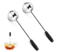 Infusore da Tè Rotante | Palla da Tè Rotante Ergonomica | Filtro Fine per Tè Sfuso | Infusore Riutilizzabile e Pratico (Argento x2)