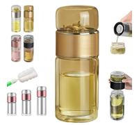 Infusore In Vetro Tryteava, Infusore Per Tè Alivefuser, Infusore Per Tè Intelligente 3 In 1, Design Flip & Brew, Bollitore Portatile Per Tè Sfuso, Doppio Strato In Acciaio Inox A Prova (Gold,500ml)