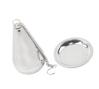 Infusore per colino da tè a forma cono in acciaio inossidabile con gancio a catena estesa e vassoio antigoccia per teiere multiple e filtro per foglie tè dimensioni tazza con gancio