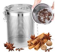 Infusore per spezie per cucinare 4 x 4 Infusore per spezie in acciaio inossidabile Colino da tè riutilizzabile in rete Robusta palla da tè per foglie sfuse con coperchio e gancio a catena per colino