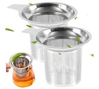 Infusore per tè a foglie sfuse in rete di acciaio inossidabile con manici resistenti al calore, filtro sospeso per teiere, tazze, tazze, orecchio singolo 2 pezzi