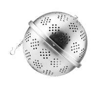 Infusore per Tè e Spezie in Acciaio Inox 6cm, Filtro a Rete | Catena Estesa e Gancio Laterale, Riutilizzabile, per Foglie Sfuse e Zuppe, Finitura Argento