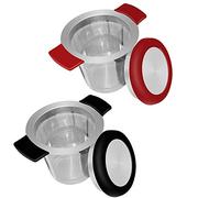 Infusore per tè in acciaio inossidabile 18/8 con grande capacità e dimensioni perfette con due manici, ripiano in Sourceton filtro in rete per teiera, tazze, tazze da tè, confezione da 2 set