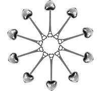 Infusore per tè in acciaio inox con impugnatura lunga, filtro sfuso per foglie di tè a forma di cuore, ottimo regalo per gli amanti del tè (argento, 100 pezzi)