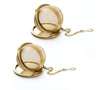 Infusore per tè, in acciaio inox, con rete di tè e tè, infusori per tè sfuso, filtro per tè e tè diffusore a intervalli con gancio a catena esteso per tè e spezie e condimenti (2 pezzi) (oro)