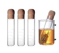 Infusore per tè in vetro, diffusore per tè in vetro riutilizzabile da 3 pezzi con tappo sughero, contenitore per foglie sciolte lungo 6, 1 pollici per tazze tazze teiere