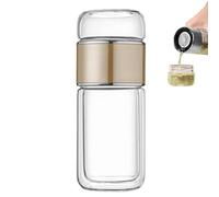 Infusore per tè Intelligente 3 in 1, Doppio Strato Portatile Pronto tè Caldo o Freddo, Bottiglia separazione dell'Acqua del tè a Prova per tè in Fiore e in Foglie sfuse(Gold,280ml)