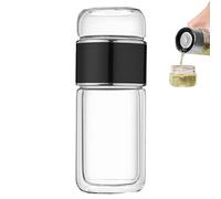 Infusore per tè Intelligente 3 in 1, Doppio Strato Portatile Pronto tè Caldo o Freddo, Bottiglia separazione dell'Acqua del tè a Prova per tè in Fiore e in Foglie sfuse(Black,280ml)