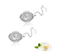 Infusore per tè sfuso in acciaio inossidabile 2 pezzi, infusore per palline da tè riutilizzabile da 1,6 pollici con catena a gancio lungo per foglie di tè, tazze e teiere a grani sfusi