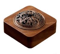 Infusore per tè sfuso in legno, 10 x 10 x 3,5 cm, stile zen cinese, design con diffusore di aromi con coperchio, finitura a grana di noce, decorazione per casa e ufficio (B)