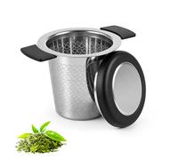 Infusore per Tisane in Acciaio Inossidabile, Filtro te infusione Con Coperchio e due Manici Silicone resistente al calore Maglia Ffine per Teiere e Tazze