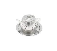 Infusore per Tisane Teiera in Acciaio Inox Forma del tè infusore del tè del tè del Filtro del tè del tè della Cucina del Filtro della Cucina del tè della Cucina del tè (Color : Silver Round Tray)