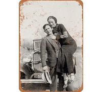 INGA 1933 - Cartello in Metallo Vintage Happy Bonnie And Clyde, 20 x 30 cm