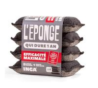 INGA 4 spugne che durano 1 anno, riutilizzabili e lavabili, non graffiano | Grigio, ultra efficace, stoviglie e multiuso, zero graffi, lavabile in lavatrice, prodotto in Europa