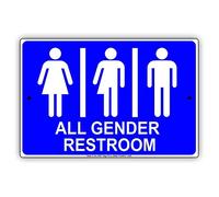 Inga All Gender Restroom Divertente Novità Wall Art Decor Caution Targa in latta 20,3 x 30,5 cm