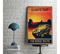Inga Always Take The Scenic Route Poster Jeep Car Poster Avventura Poster Poster Love Traveling Poster Jeep Car Amanti Regalo Jeep Auto Divertente Regalo Segnale Metallo 20,3 x 30,5 cm