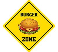 INGA Burger Zone, Cartello Divertente in Metallo, 30,5 x 30,5 cm