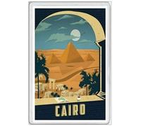 INGA Cairo - Magnete da frigo Jumbo - Egitto Tahrir Nile River, Sphinx, Giza, in Metallo, 20,3 x 30,5 cm