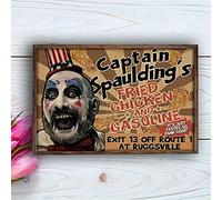 Inga Captain Spaulding'S - Poster divertente con pollo e benzina, con scritta "Capitan Spaulding", 20 x 30 cm