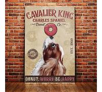 Inga Cavalier King Charles Spaniel Dog Donut Company Poster Bagno Soggiorno Cane Amante Decorazione Retrò Decorazione Da Parete In Metallo Poster 20,3 x 30,5 cm