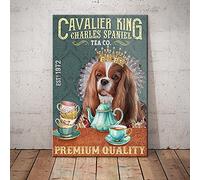 Inga Cavalier King Charles Spaniel Dog Tea Company - Targa in metallo con scritta "Inga Cavalier King Charles Spaniel", regalo di compleanno, 20,3 x 30,5 cm