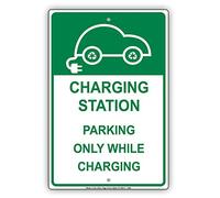 Inga Charging Station Parking Only While Charging Ev, cartello in latta per auto elettrica, 20,3 x 30,5 cm