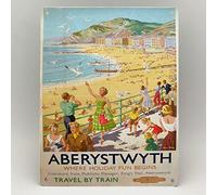 INGA Galles Aberystwyth Ferroviario Poster in Metallo Vintage Ferroviario Viaggio Britannico in Latta 20,3 x 30,5 cm