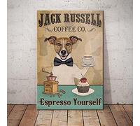 Inga Jack Russell Terrier Dog Coffee Company - Targa in metallo con scritta "Inga Jack Russell Terrier Dog Coffee Company", regalo di compleanno, 20 x 30 cm