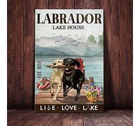 Inga Labrador Retriever Dog Lake House Farmhouse Decor Best Gift Metal Sign Regalo di compleanno 20,3 x 30,5 cm
