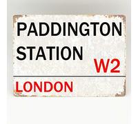 Inga Paddington Station - Targa in metallo con scritta "London Street", stile vintage, in metallo, 20 x 30 cm