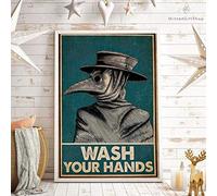 Inga Peste Dottore Poster Wash Your Hand Poster Flague Doctor Wall Artplague Doctor Art Camera da letto Retro Cafe Store Metal Sign Poster 20,3 x 30,5 cm