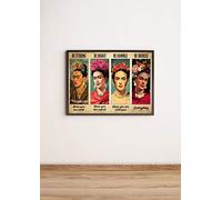 Inga Póster de Frida Kahlo Frida Kahlo Portrait Be Strong Be Brave Be Humble Be Badass Vintage Poster Feminismo Mujeres Derechos Cartel Divertido Regalo Letreros Metal 20,3 x 30,5 cm