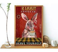 Inga Rabbit Coffee Co Serve Yourself Poster Retro Coniglio Est 1972 Poster Divertente Regalo Metallo Segni 20,3 x 30,5 cm