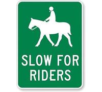INGA Road Sign New Slow for Riders (con Horse & Rider, Engineer Grade Tin Sign Street Sign 20 x 30 cm