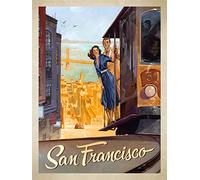 INGA San Francesco Vintage, Targa da Parete in Metallo con Scritta in Inglese “Travel Back”, 20,3 x 30,5 cm