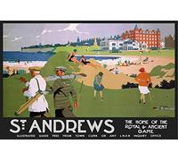INGA St Andrews Travel Advert - Targa in Metallo Stile Vintage retrò, per Golf, Vacanze, 20,3 x 30,5 cm