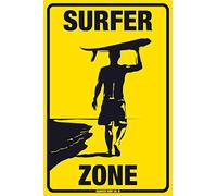 Inga Surfer Zone Guy Surf Surfboard Metallo Surf Beach Man Cave Sign Poster Wall Art Divertente Targa di latta 20,3 x 30,5 cm