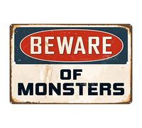 INGA Targa Decorativa in Latta Beware of Monsters, 20,3 x 30,5 cm