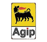 INGA Targa Metallica 20 x 30 cm con Scritta Agip Motor Oil Bar Pub Home Vintage Look Reproduction Metal Sign 20,3 x 30,5 cm