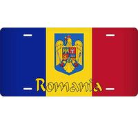 Inga - Targhetta per auto/moto/ciclomotore, personalizzabile con bandiera della Romania, 15,2 x 30,5 cm