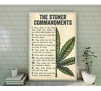 Inga The Stoner Commandments - Poster Vintage Cannabis Art Marijuana Love Weed - Targa in Metallo per Casa Cucina Decorazione da Parete 20,3 x 30,5 cm