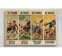 Inga Vintage Rugby Be Strong When You Are Deak Brave When You Are Scared Poster Vintage Wall Decor Targa in metallo Poster 20,5 x 30,5 cm
